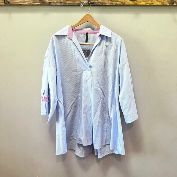 IC by Connie K Blue and White Striped Pullover Shirt- Sz. M - Picture 1 of 7